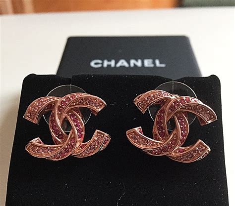 chanel rose earrings|chanel rose gold earrings.